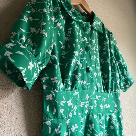 NWT Alexia Admor Emery Cap Sleeve Collared Fit & Flare Green Midi Dress 6 - Picture 10 of 16
